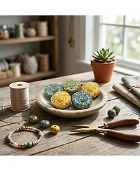 Sevorley Ceramic Flower Shaped Loose Beads for Diy Jewelry Making, Bracelets, Necklaces and Craft Projects