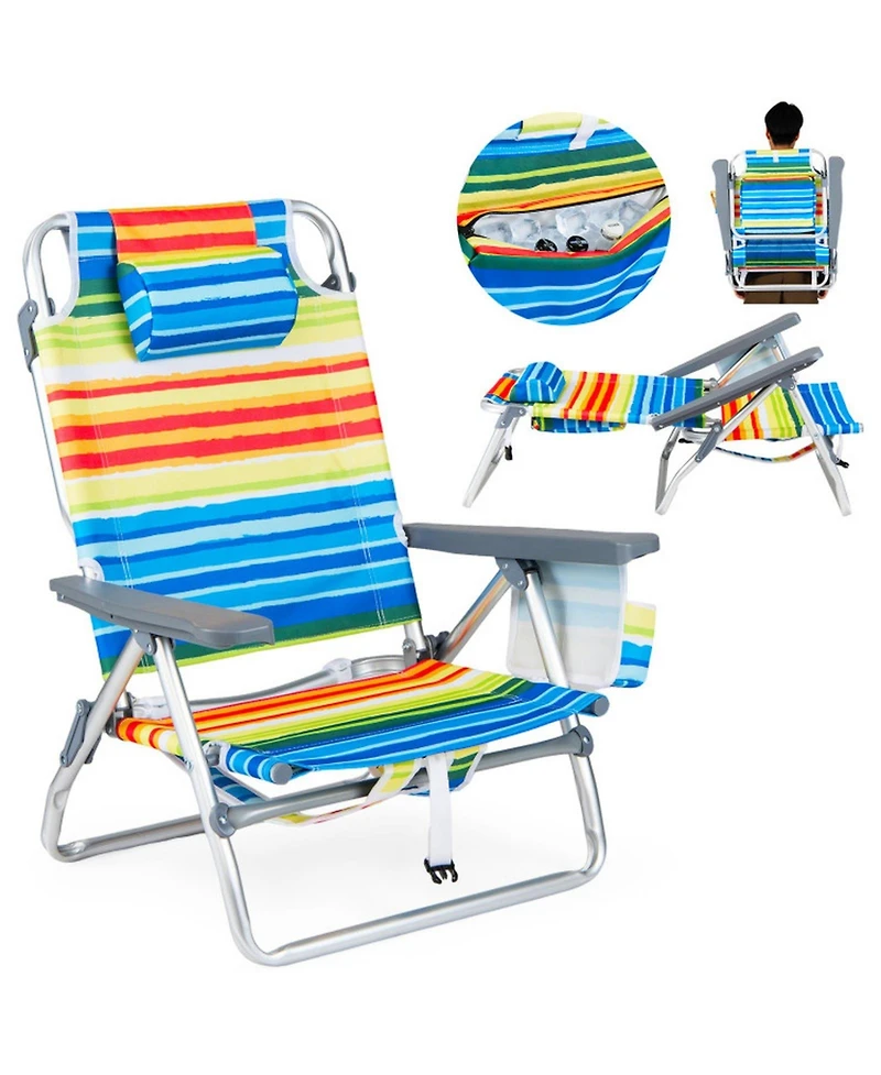 Gouun Folding Backpack Beach Chairs Set of 2 with 5-Position Recline