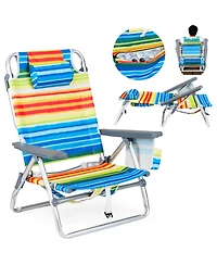 Gouun Folding Backpack Beach Chairs Set of 2 with 5-Position Recline
