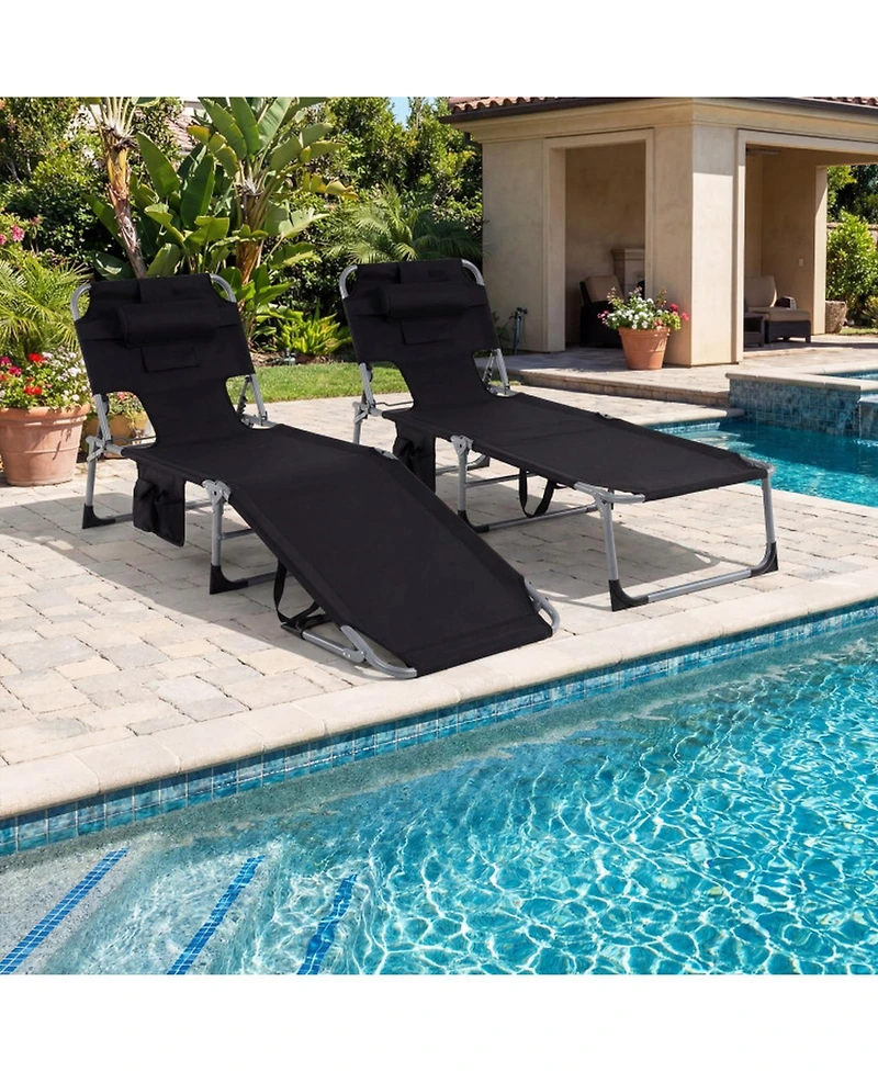 Gouun Folding Tanning Chair with Face and Arm Holes and Pillow