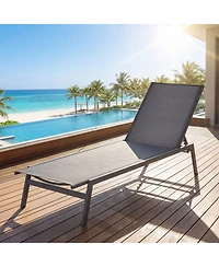 Gouun Outdoor Reclining Chaise Lounge Chair with 6-Position Adjustable Back