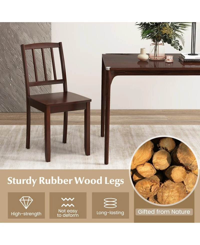 Gouun Wood Dining Chair Set of 2 with Curved Backrest and Rubberwood Legs