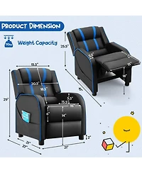 Gouun Kids Recliner Chair with Side Pockets and Footrest
