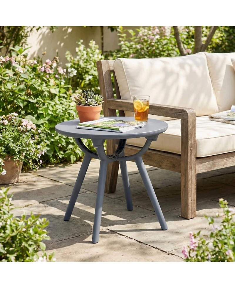 Gouun Round Patio Storage Side Table with Open Shelf