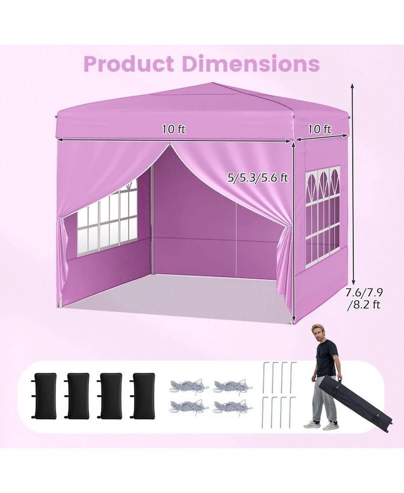 Gouun 10 x 10 Foot Pop-Up Canopy Tent with 4 Removable Sidewalls