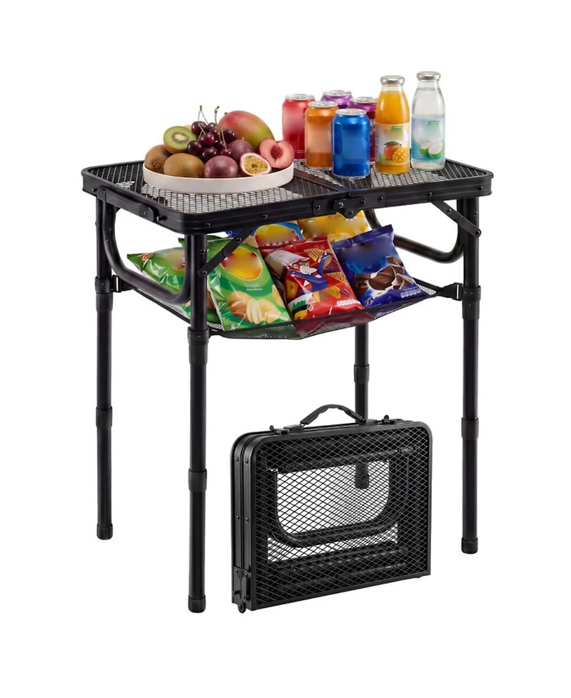 Gouun 3-Height Folding Camping Table with Storage Net