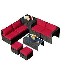 Gouun 8-Piece Patio Rattan Conversation Set with Storage Box