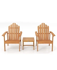 Gouun Stackable Acacia Wood Adirondack Chair Set of 2 with Side Table