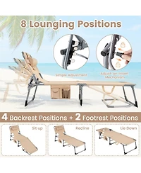 Gouun Set of 2 Folding Chaise Lounge Tanning Chairs with 4-Position Backrest