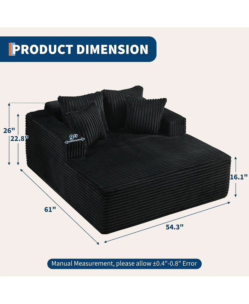 gaomon Extra-Large Corduroy Frameless Sofa Bed with Armrests and 4 Plush Pillows-Perfect for Apartments, Living Rooms, Bedrooms