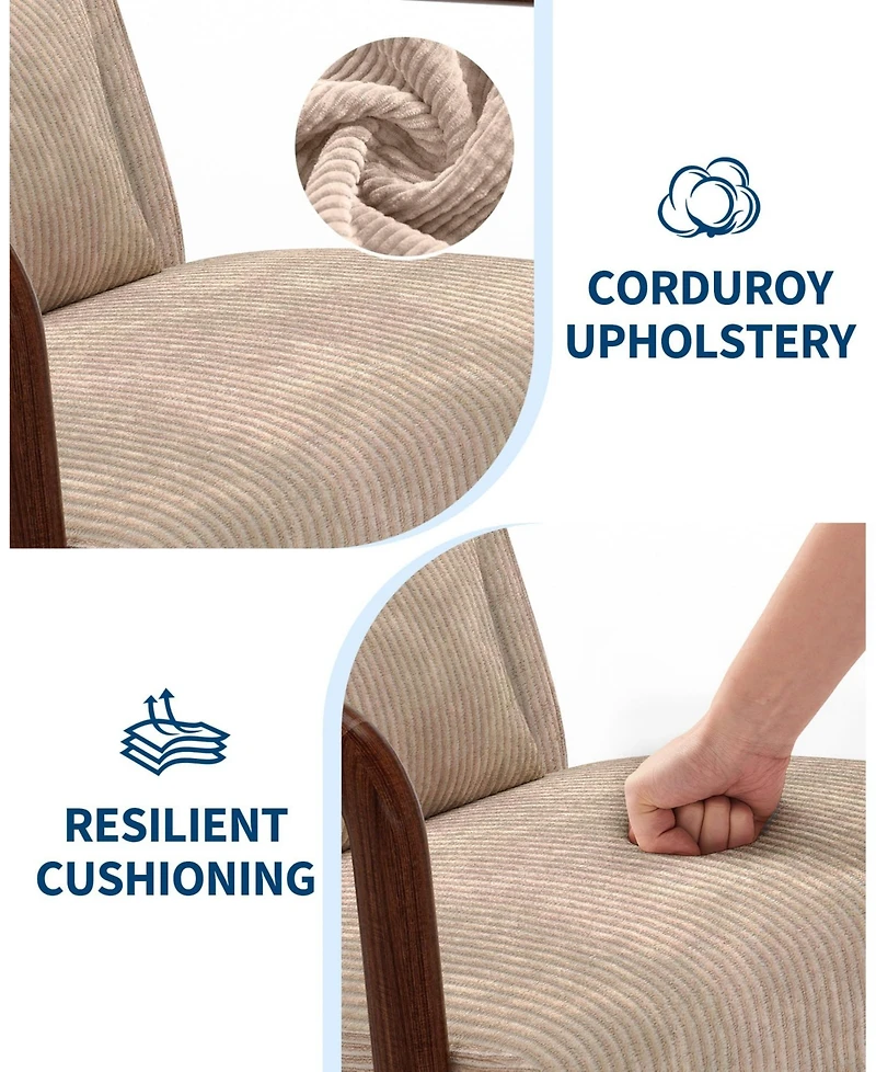 gaomon Two-piece Wide Stripe Corduroy Accent Chairs, sturdy wooden frame, comfortable reading chairs with lumbar pillows