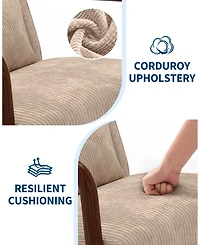 gaomon Two-piece Wide Stripe Corduroy Accent Chairs, sturdy wooden frame, comfortable reading chairs with lumbar pillows