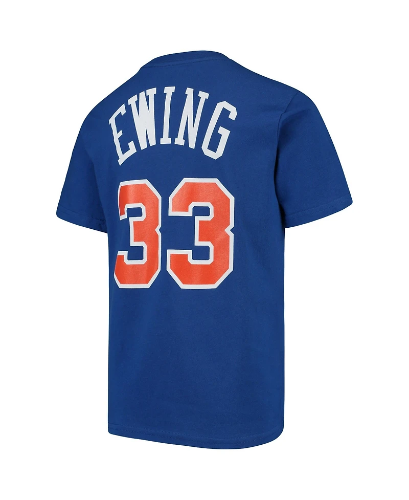 Mitchell & Ness Big Boys and Girls Mitchell Ness Patrick Ewing Blue New York Knicks Hardwood Classics Name Number T-Shirt