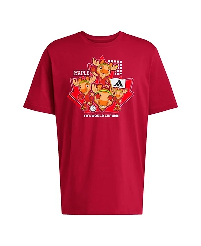 Adidas Men's Red Canada Fifa World Cup 2026 Host Country Mascot T-Shirt