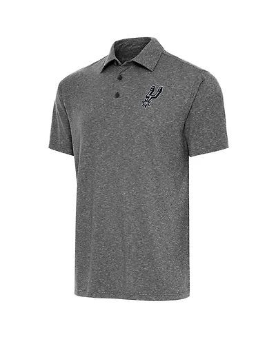 Antigua Men's Heather Black San Antonio Spurs Par Polo