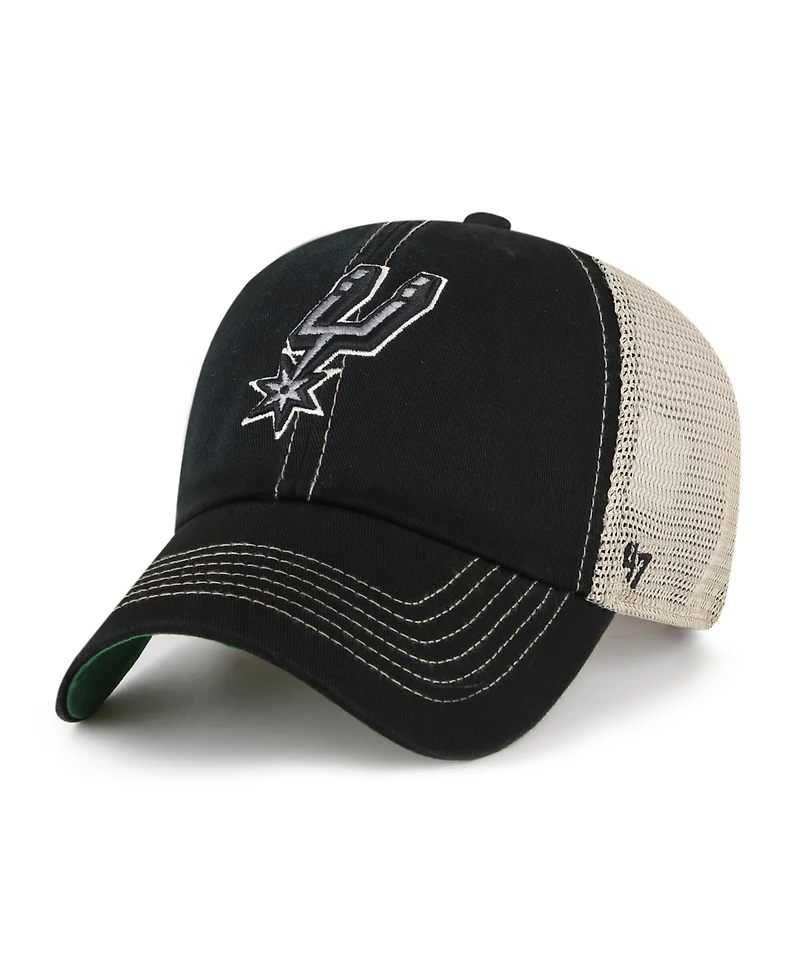 '47 Brand Men's Black San Antonio Spurs Trawler Clean Up Trucker Adjustable Hat