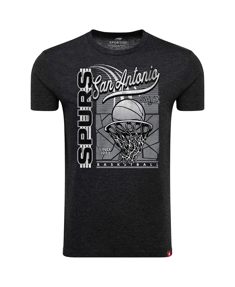 Sportiqe Men's and Women's Black San Antonio Spurs Comfy Waycross Tri-Blend T-Shirt