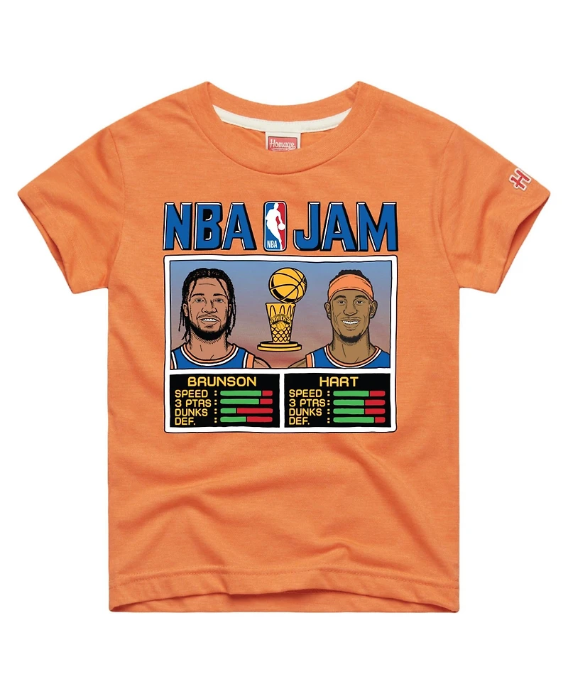 Homage Big Boys and Girls Jalen Brunson Josh Hart Orange New York Knicks Nba Jam Tri-Blend T-Shirt