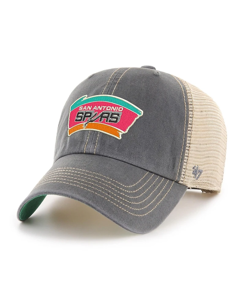 '47 Brand Men's Gray San Antonio Spurs Trawler Hardwood Classics Clean Up Trucker Adjustable Hat