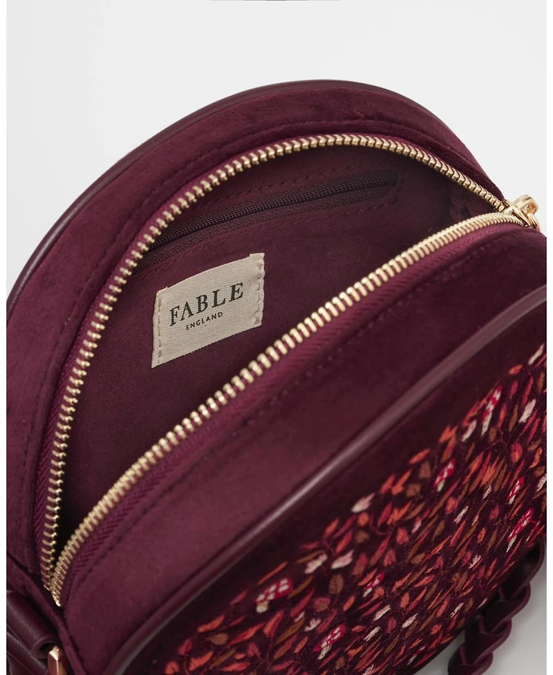 Fable England Women's Magical Mushroom Embroidered Velvet Circle Bag