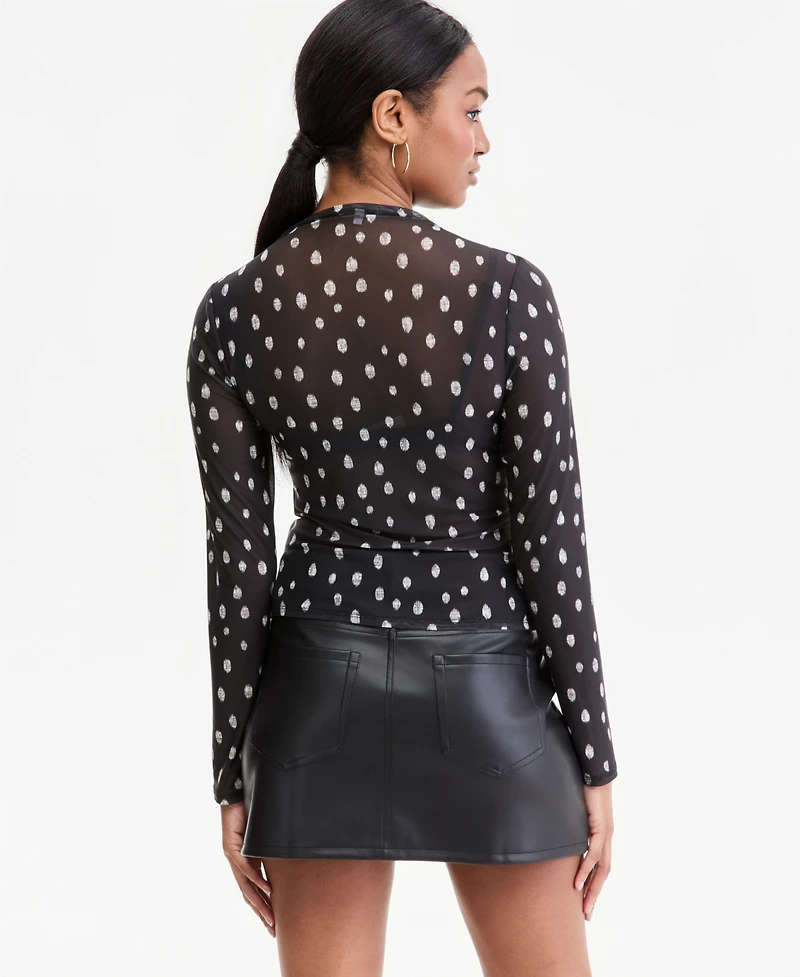 Bar Iii Women's Mock-Neck Long-Sleeve Top, Macy's Exclusive