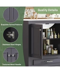 Sillysis Bathroom Vanity with Ceramic Sink, Drawer 2 Soft Close Doors, Adjustable Shelf Storage for Modern