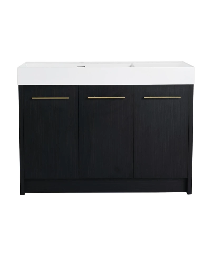 Sillysis 48 Inch Modern Chestnut Bathroom Vanity with Resin Sink, Soft Close Doors, Scratch and Water Resistant Plywood Cabinet