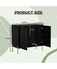 Clihome Storage Cabinet with 2 Doors, 32 Inch Monden Accent Adjustable Shelf, Free-Standing Sideboard