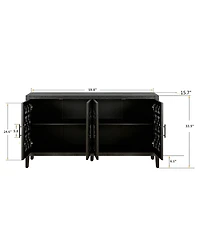 Clihome Hollow Four Door Antique Cabinet, American Country Style, Suitable for Living Room, Tv Kitchen