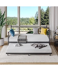 gaomon Daybed with Pull-Out Trundle, Steel Slats Support, Space-Saving Sofa Bed for Living Room and Guest