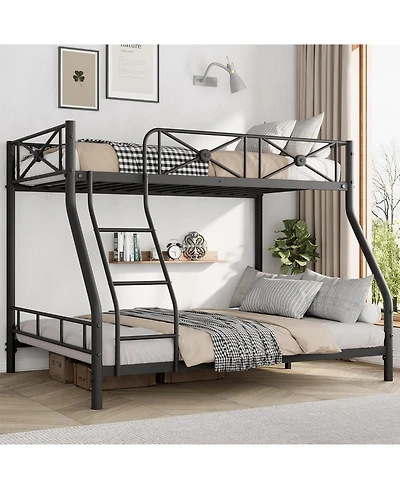 gaomon Metal Bunk Bed Twin Over Full, Modern Heavy Duty Bunkbeds with Safety Guard Rails and Space-Saving Design, Steel Beds for School