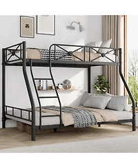gaomon Metal Bunk Bed Twin Over Full, Modern Heavy Duty Bunkbeds with Safety Guard Rails and Space-Saving Design, Steel Beds for School