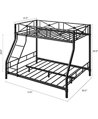 gaomon Metal Bunk Bed Twin Over Full, Modern Heavy Duty Bunkbeds with Safety Guard Rails and Space-Saving Design, Steel Beds for School