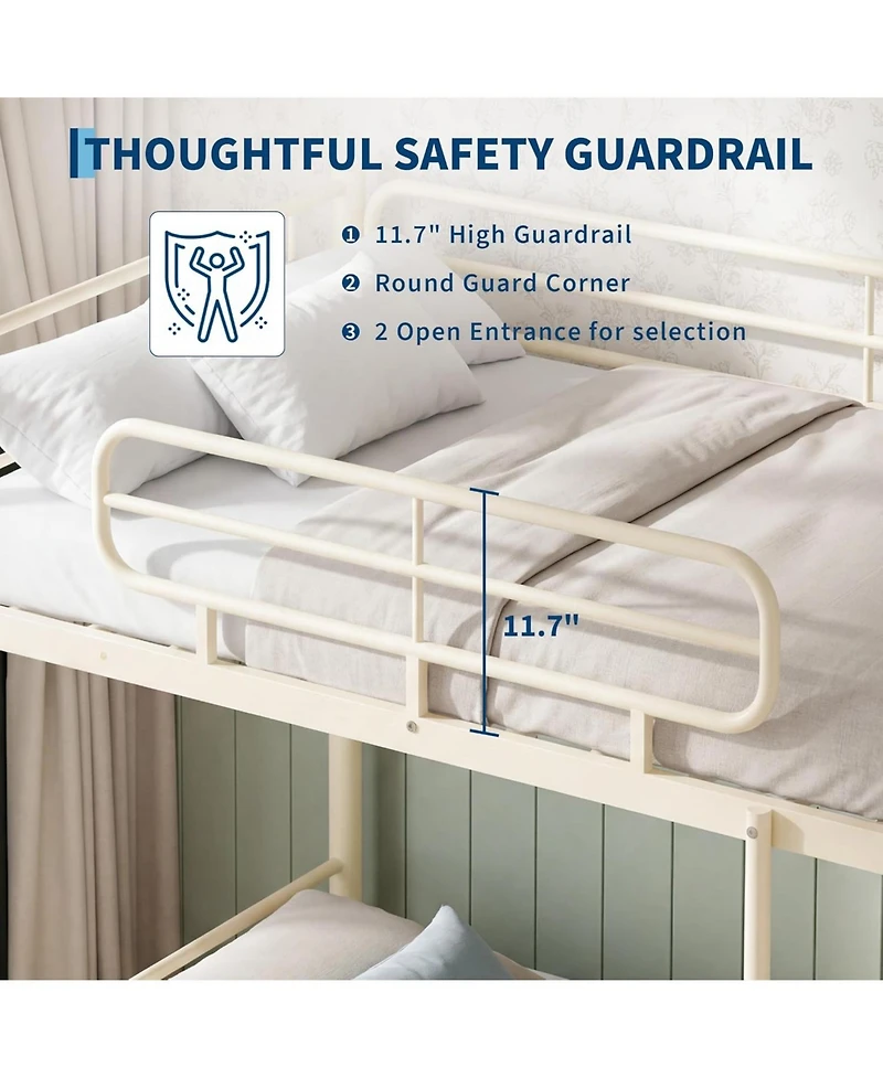 gaomon Twin Over Bunk Bed Frame, Heavy Duty Metal Beds for Kids/Teens/Adults, 450 Lbs Upper and 500 Lower Capacity, Slot