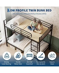 gaomon Twin Over Bunk Bed Frame, Heavy Duty Metal Beds for Kids/Teens/Adults, 450 Lbs Upper and 500 Lower Capacity, Slot