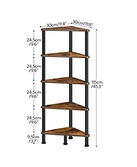 Slickblue Space-Saving Industrial Corner Bookcase with 5 Open Storage Shelves