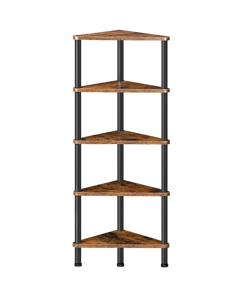 Slickblue Space-Saving Industrial Corner Bookcase with 5 Open Storage Shelves