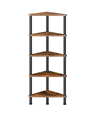 Slickblue Space-Saving Industrial Corner Bookcase with 5 Open Storage Shelves