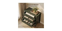 Lucky One 32"W Wide Fluted Nightstand with 3-Drawer