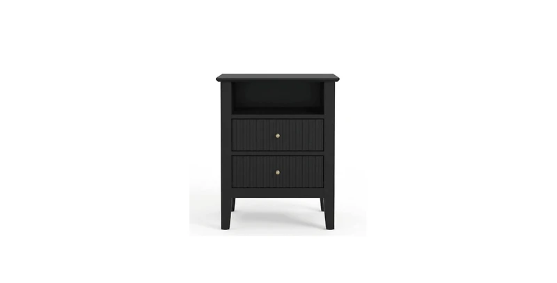 Lucky One 18"W Fluted Nightstand with 2-Drawer (Set of 2)
