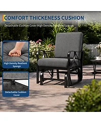homfan Set of 2 Patio Glider, Outdoor Glider Chair with Removable Cushion and Heavy Duty Metal Frame for Garden or Yard