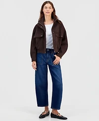 And Now This Women's Faux Suede Stand-Collar Bomber Jacket, Macy's Exclusive