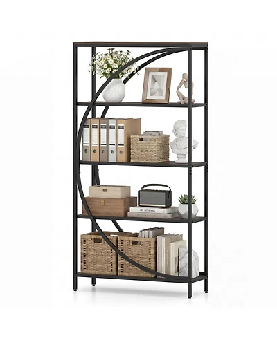 Slickblue Modern 5-Tier Half-Moon Bookcase for Living Room Decor