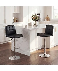 Slickblue 2 Piece Swivel Bar Stools with Footrest and Durable Metal Base Seating