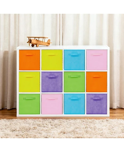 homfan 12-Pack Collapsible Fabric Storage Cubes, 11 Inch Foldable Bins with Handles, Macaron Colors, for Shelves, Closet, Kids Room