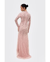 Maryisa Women's Modest Embellished Sequins Trail Gown