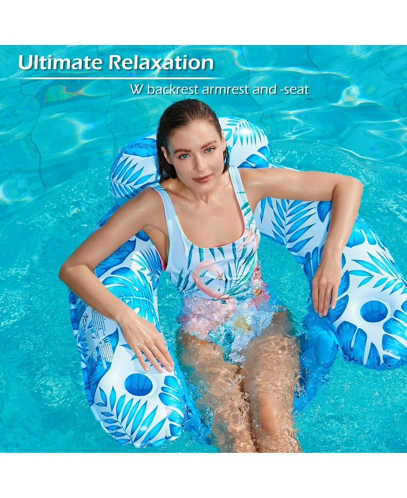 Aofar Pool Float Inflatable Lounge Chair Cup Holder