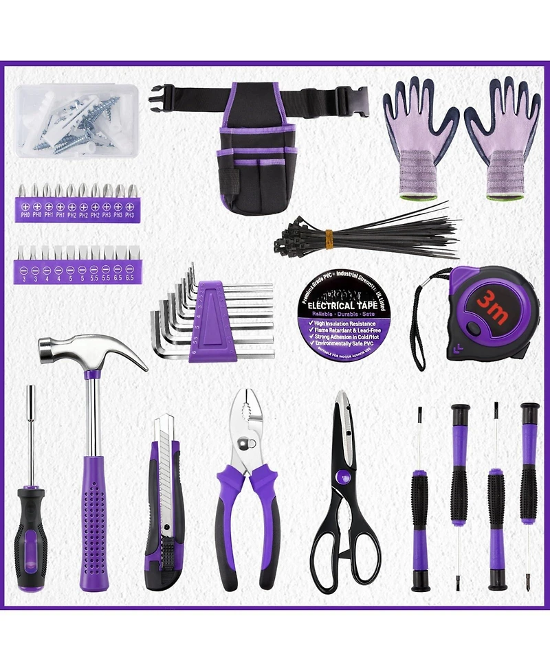 Xdovet Household Tool Set Hand Kit Waist Pouch Gloves Home Repairs Diy Crafts