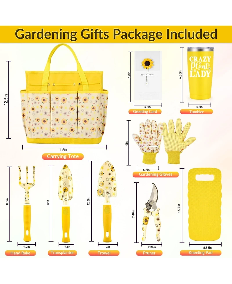 Xdovet Gardening Hand Tools Sunflower Set Bag Women Mom Gift