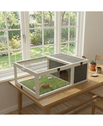 Streamdale Furniture 39.5'' Wood Tortoise House Indoor Habitat for Reptiles and Small Animals